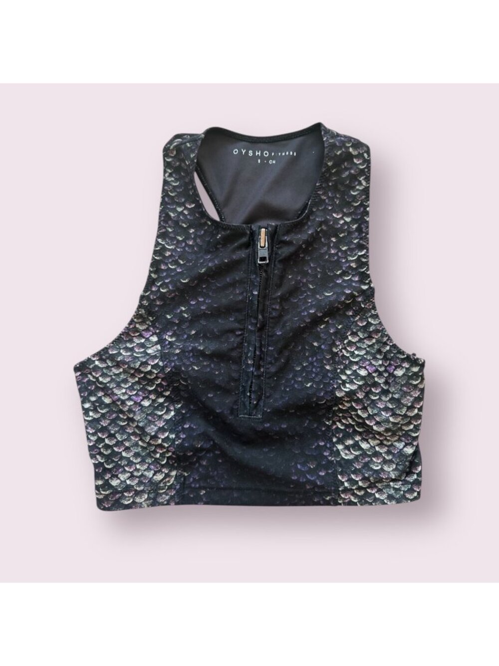 OYSHO Womens Active Bra Zip Crop Top Size Small